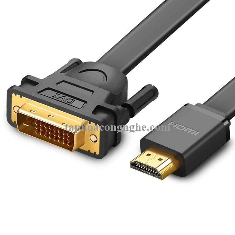 Ugreen 30138 5M màu Đen Cáp chuyển đổi HDMI sang DVI 24 + 1 thuần đồng cáp dẹt HD106 30030138